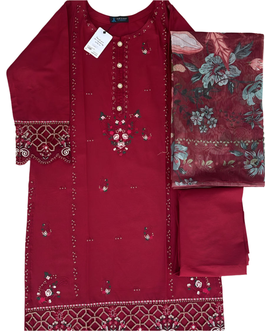 Luxury Lawn with Fine Embriodary 3Pc