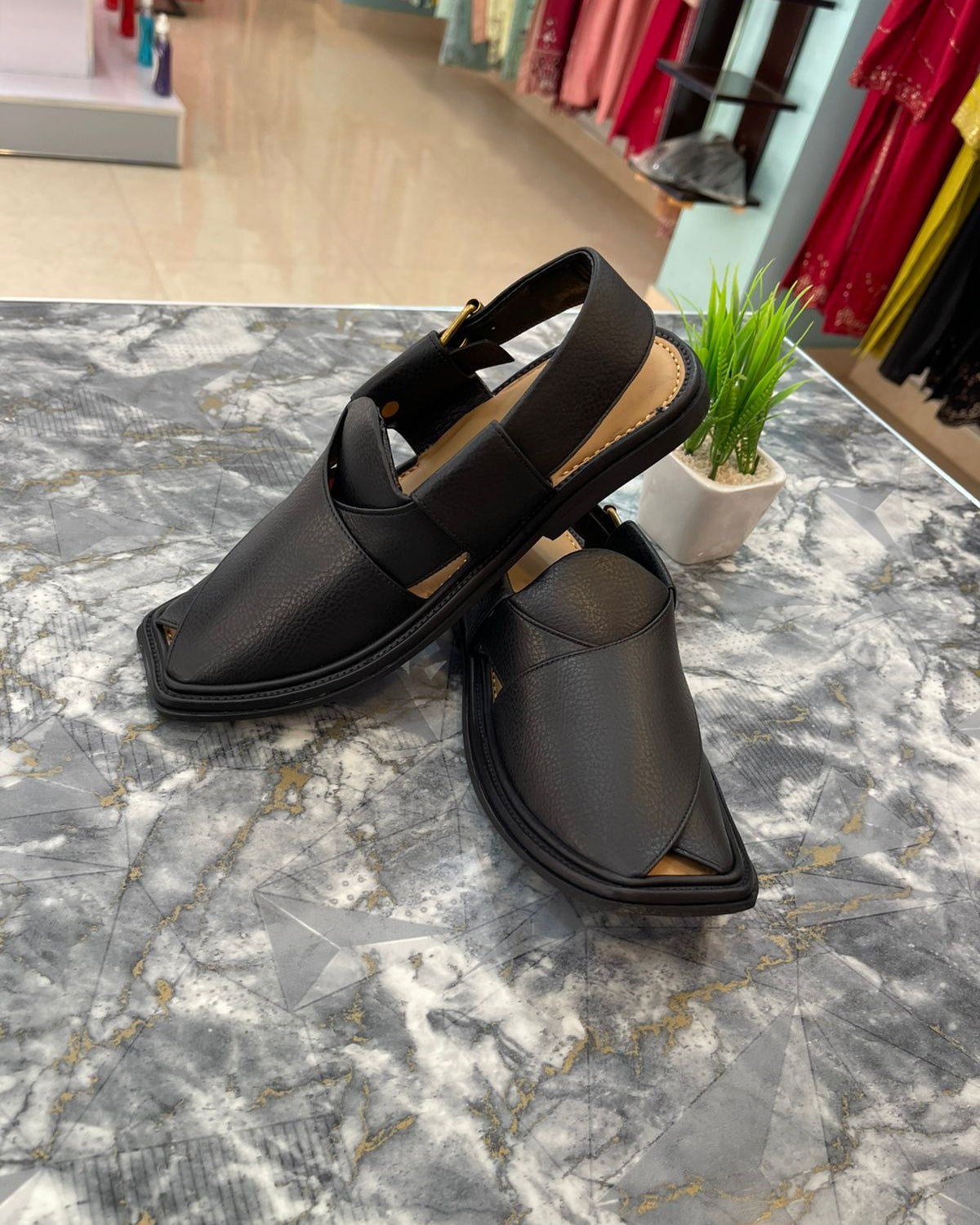 Handmade Black Peshawari Chappal