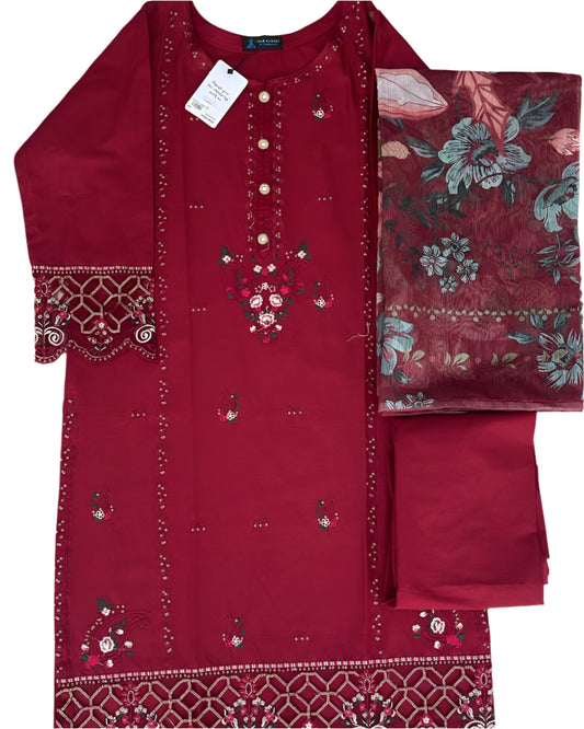 Luxury Lawn with Fine Embriodary 3Pc