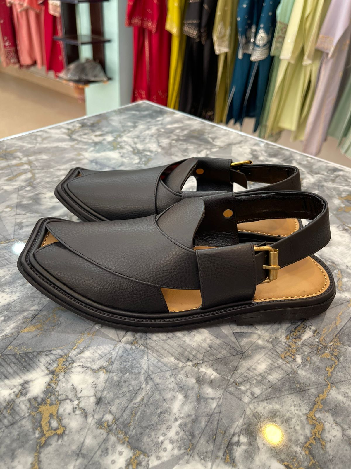 Handmade Black Peshawari Chappal