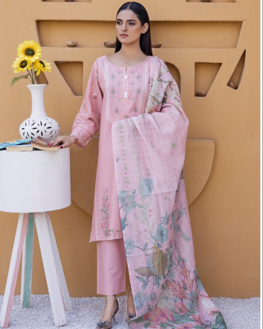 Luxury Lawn with Fine Embriodary 3Pc